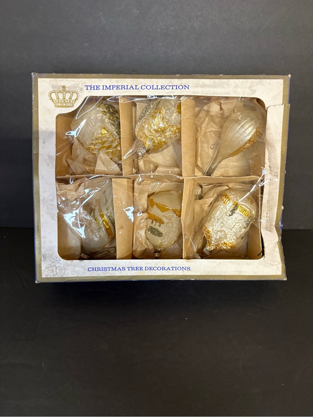 VTG Sears The Imperial Collection Glass Christmas Ornaments Set of 6 Germany